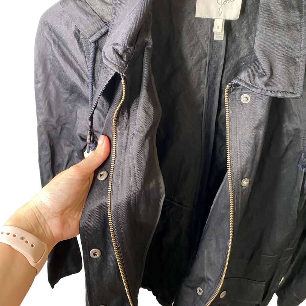 JOIE Silky Nylon Barker Utility Jacket Buttons Snaps Zippers Drawstring Small - Picture 6 of 15